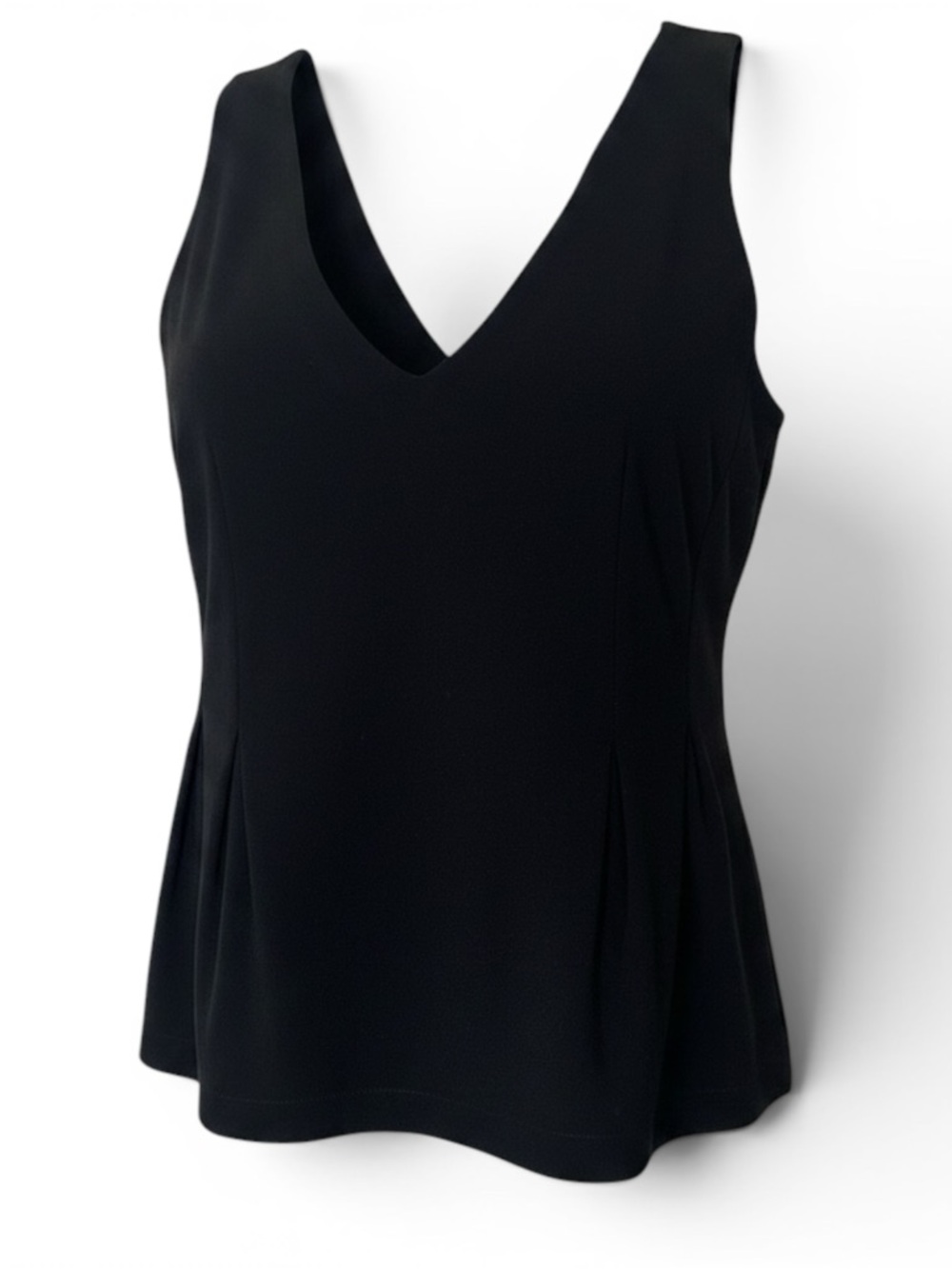 Ann Taylor Black V-Neck Peplum Sleeveless Top Size 6